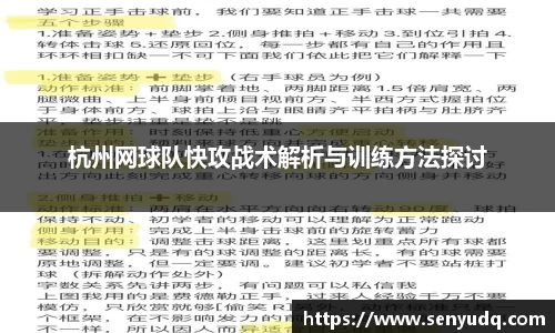 杭州网球队快攻战术解析与训练方法探讨